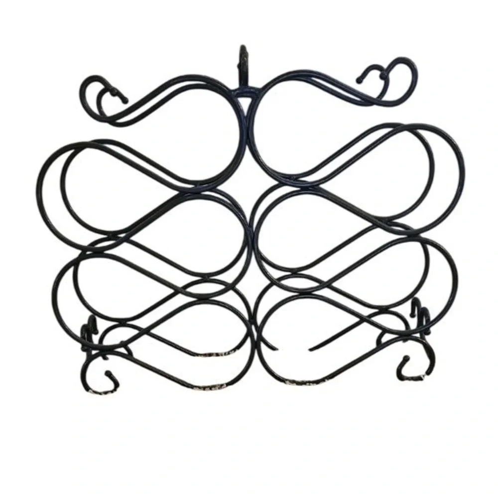 Princess House Meridian Brown Metal 10 Bottle Wine Rack Scrollwork Countertop